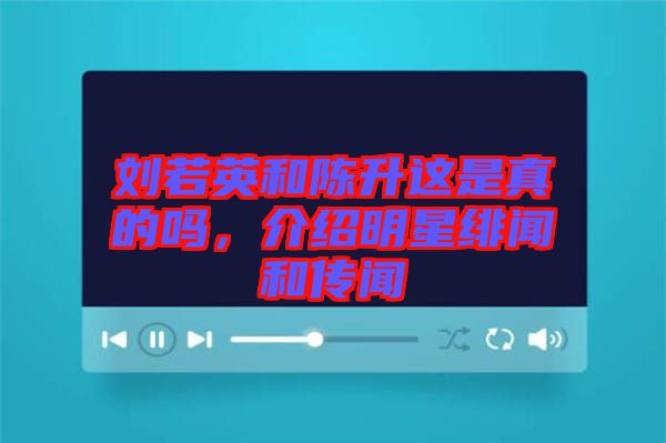 劉若英和陳升這是真的嗎，介紹明星緋聞和傳聞