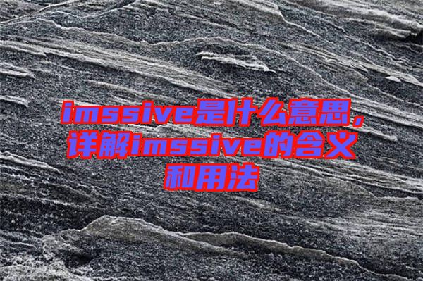 imssive是什么意思，詳解imssive的含義和用法