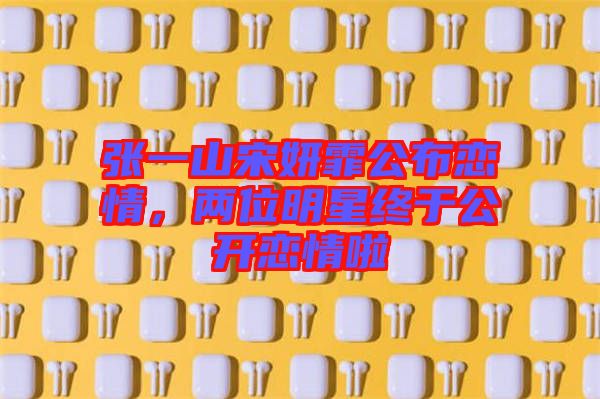 張一山宋妍霏公布戀情，兩位明星終于公開戀情啦