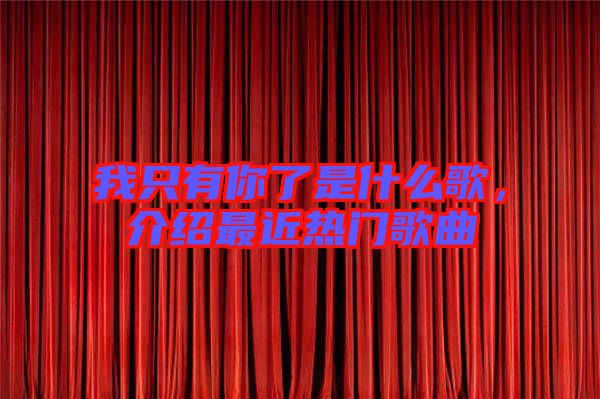 我只有你了是什么歌，介紹最近熱門歌曲