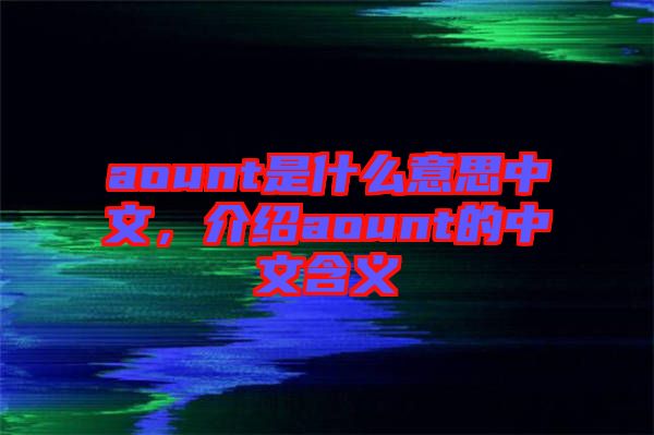 aount是什么意思中文，介紹aount的中文含義