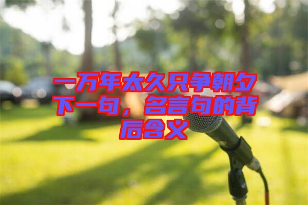 一萬(wàn)年太久只爭(zhēng)朝夕下一句，名言句的背后含義