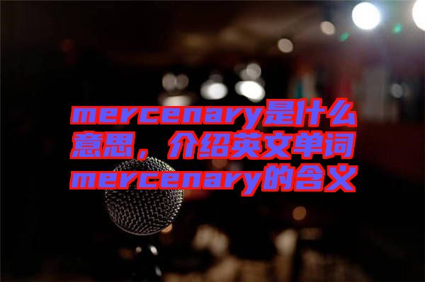 mercenary是什么意思，介紹英文單詞mercenary的含義