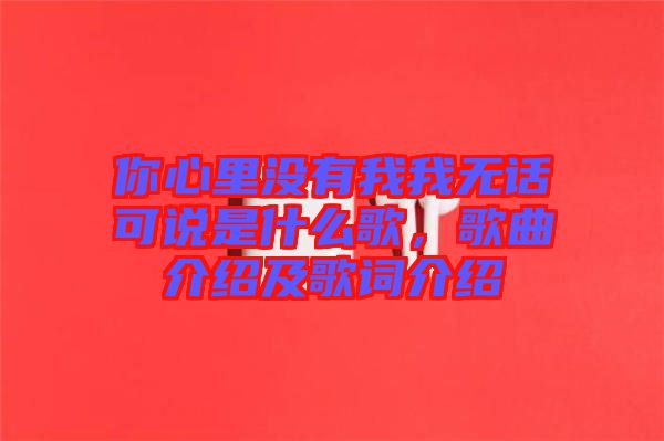 你心里沒(méi)有我我無(wú)話可說(shuō)是什么歌，歌曲介紹及歌詞介紹