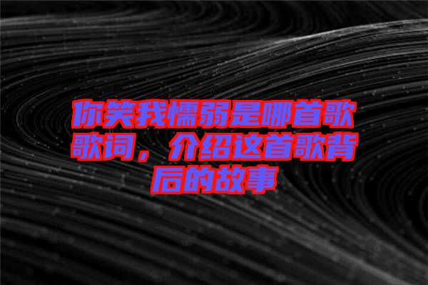 你笑我懦弱是哪首歌歌詞，介紹這首歌背后的故事