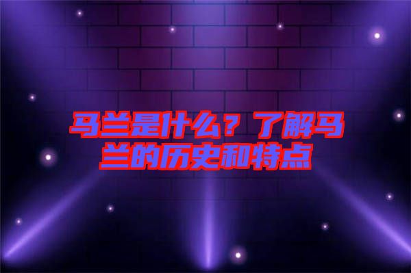 馬蘭是什么？了解馬蘭的歷史和特點(diǎn)
