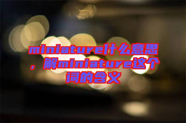miniature什么意思，解miniature這個詞的含義
