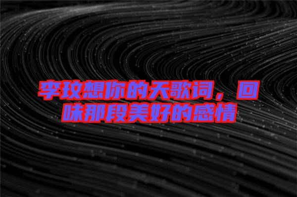 李玟想你的天歌詞，回味那段美好的感情