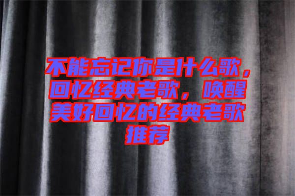 不能忘記你是什么歌，回憶經(jīng)典老歌，喚醒美好回憶的經(jīng)典老歌推薦