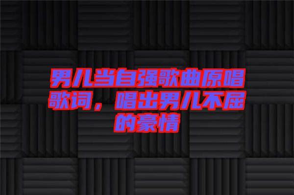 男兒當(dāng)自強(qiáng)歌曲原唱歌詞，唱出男兒不屈的豪情