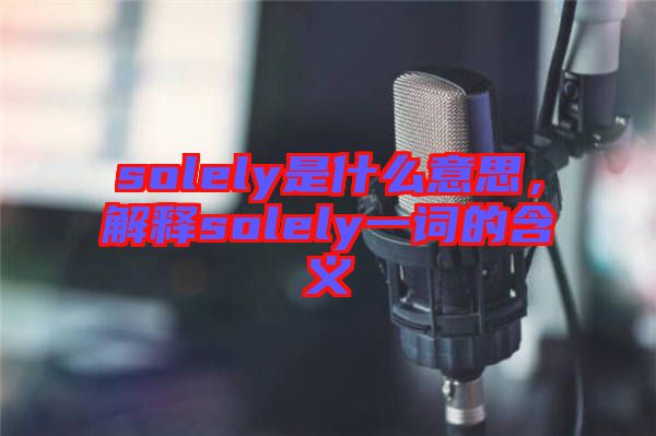 solely是什么意思，解釋solely一詞的含義