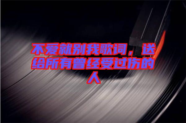 不愛(ài)就別我歌詞，送給所有曾經(jīng)受過(guò)傷的人