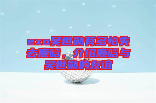 exo吳世勛有多怕失去鹿晗，介紹鹿晗與吳世勛的友誼