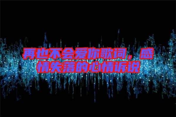 再也不會愛你歌詞，感情失落的心情訴說