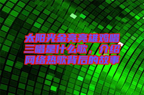 太陽光金亮亮雄雞唱三唱是什么歌，介紹網(wǎng)絡(luò)熱歌背后的故事