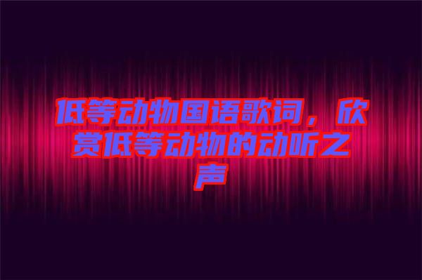 低等動物國語歌詞，欣賞低等動物的動聽之聲