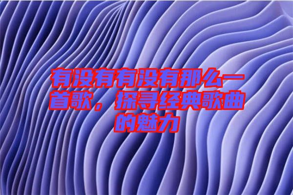 有沒有有沒有那么一首歌，探尋經(jīng)典歌曲的魅力