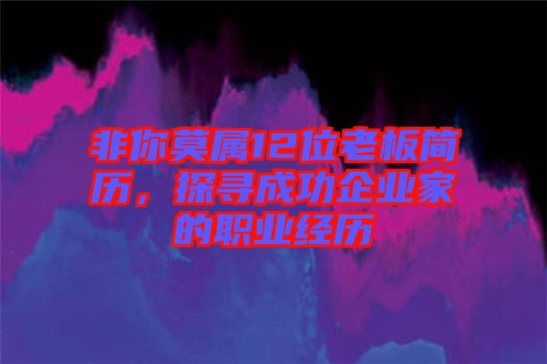 非你莫屬12位老板簡歷，探尋成功企業(yè)家的職業(yè)經(jīng)歷