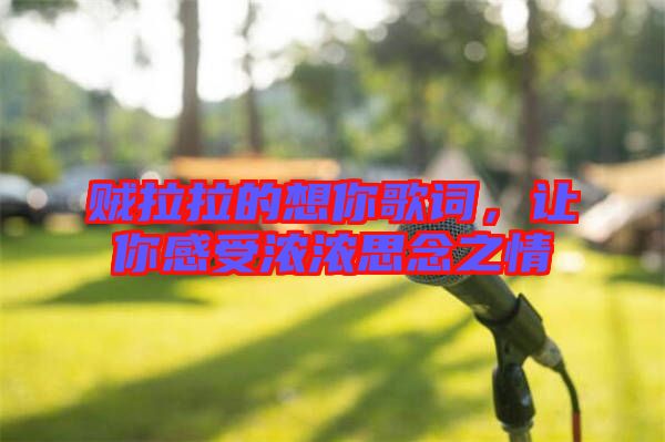 賊拉拉的想你歌詞，讓你感受濃濃思念之情