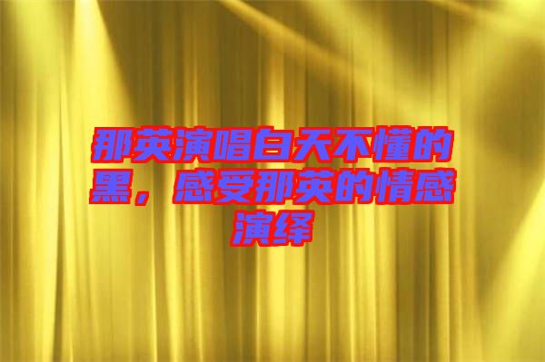 那英演唱白天不懂的黑，感受那英的情感演繹