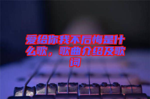 愛給你我不后悔是什么歌，歌曲介紹及歌詞