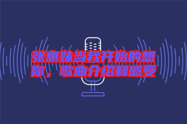 張惠妹當(dāng)我開始的想你，歌曲介紹和感受