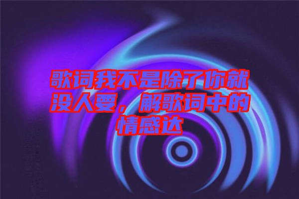 歌詞我不是除了你就沒人要，解歌詞中的情感達(dá)