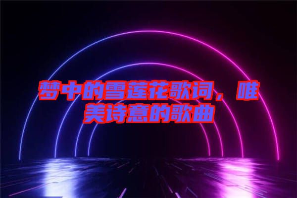 夢中的雪蓮花歌詞，唯美詩意的歌曲