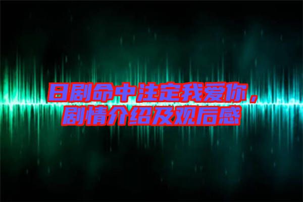 日劇命中注定我愛你，劇情介紹及觀后感