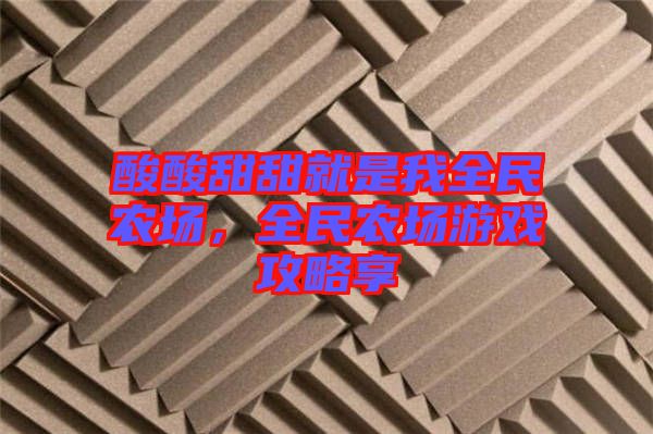 酸酸甜甜就是我全民農(nóng)場，全民農(nóng)場游戲攻略享