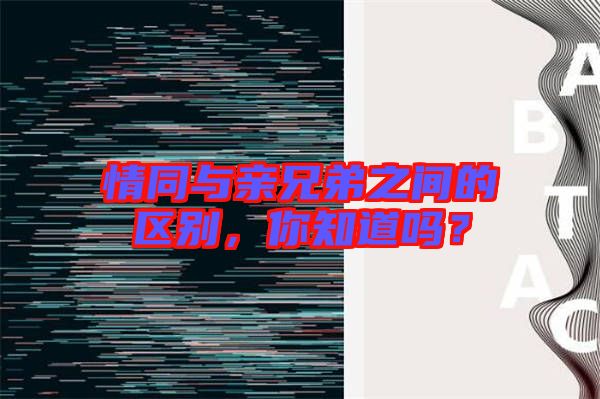 情同與親兄弟之間的區(qū)別，你知道嗎？