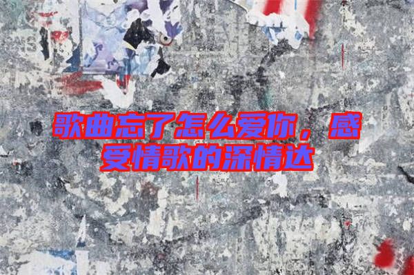 歌曲忘了怎么愛你，感受情歌的深情達(dá)