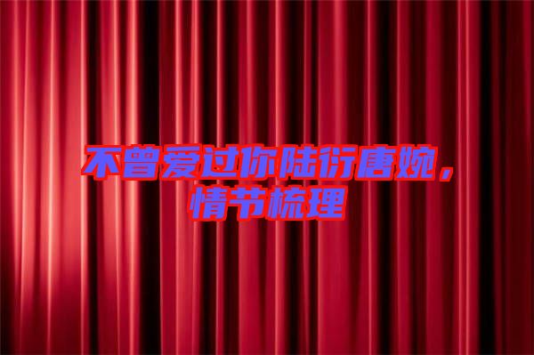 不曾愛過你陸衍唐婉，情節(jié)梳理