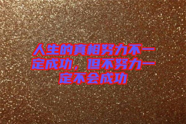 人生的真相努力不一定成功，但不努力一定不會成功