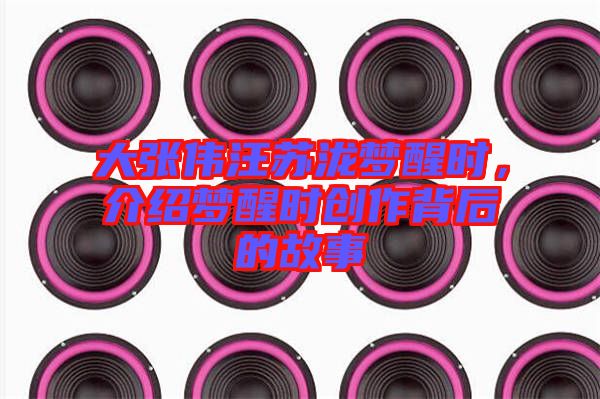 大張偉汪蘇瀧夢(mèng)醒時(shí)，介紹夢(mèng)醒時(shí)創(chuàng)作背后的故事