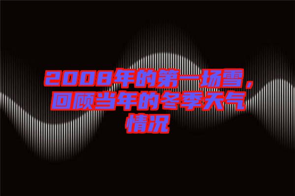 2008年的第一場雪，回顧當年的冬季天氣情況