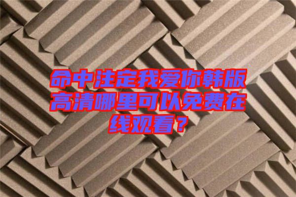 命中注定我愛你韓版高清哪里可以免費在線觀看？