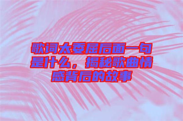 歌詞太委屈后面一句是什么，揭秘歌曲情感背后的故事