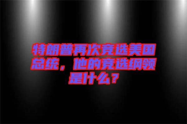 特朗普再次競選美國總統(tǒng)，他的競選綱領(lǐng)是什么？