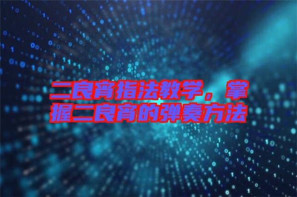 二良宵指法教學(xué)，掌握二良宵的彈奏方法
