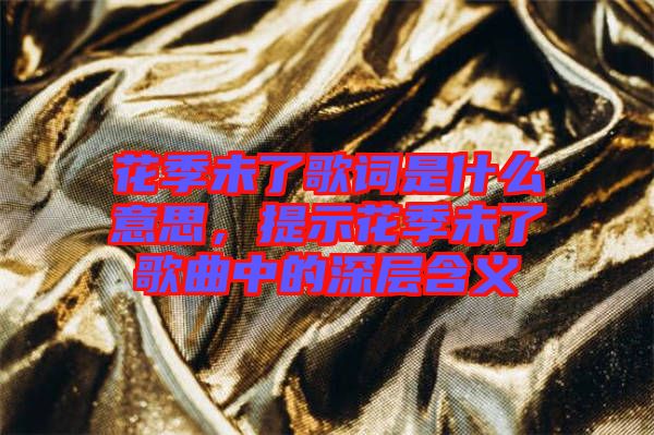 花季未了歌詞是什么意思，提示花季未了歌曲中的深層含義