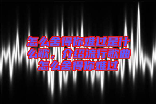 怎么舍得你難過是什么歌，介紹流行歌曲怎么舍得你難過