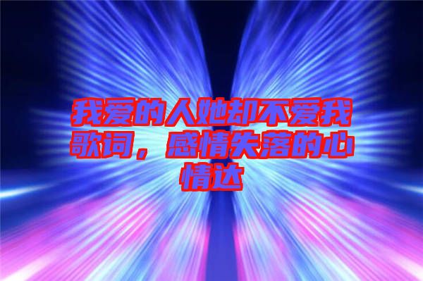 我愛的人她卻不愛我歌詞，感情失落的心情達(dá)