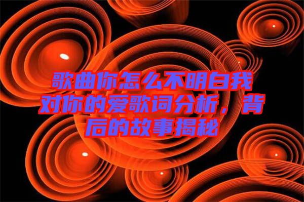 歌曲你怎么不明白我對(duì)你的愛歌詞分析，背后的故事揭秘