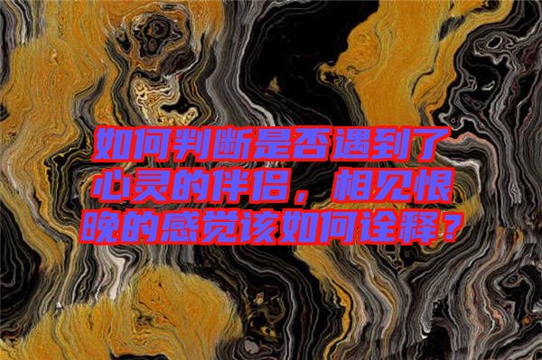 如何判斷是否遇到了心靈的伴侶，相見恨晚的感覺該如何詮釋？