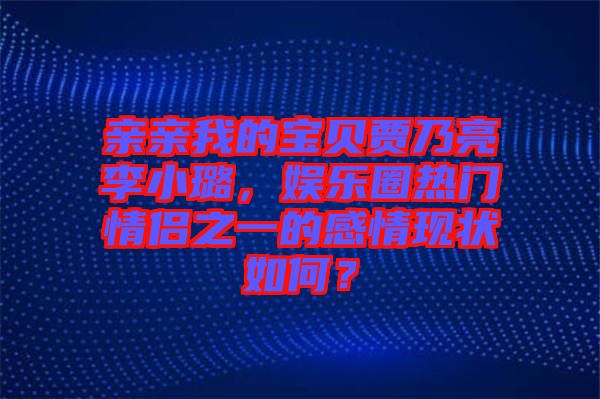 親親我的寶貝賈乃亮李小璐，娛樂(lè)圈熱門情侶之一的感情現(xiàn)狀如何？