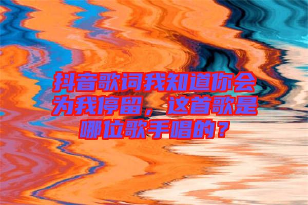 抖音歌詞我知道你會(huì)為我停留，這首歌是哪位歌手唱的？