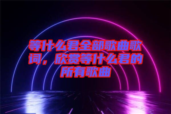 等什么君全部歌曲歌詞，欣賞等什么君的所有歌曲