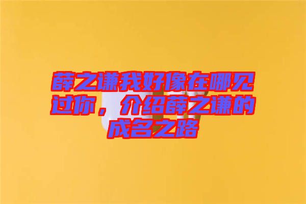 薛之謙我好像在哪見過你，介紹薛之謙的成名之路