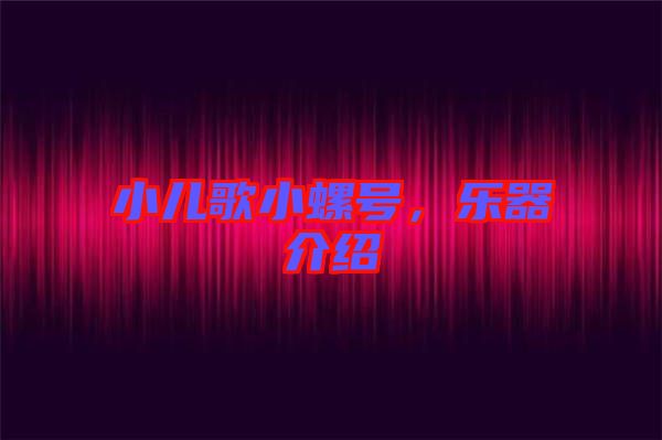 小兒歌小螺號(hào)，樂(lè)器介紹